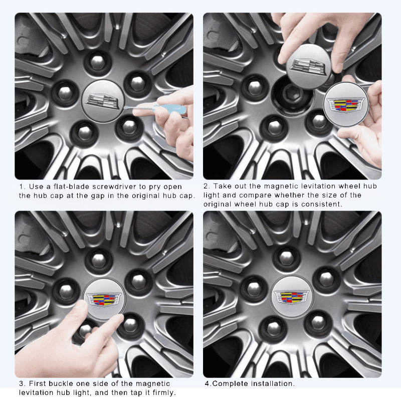 Cadillac Compatible LED Magnetic Levitation Hub Caps - LumeAuto