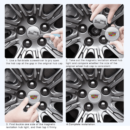 Cadillac Compatible LED Magnetic Levitation Hub Caps - LumeAuto