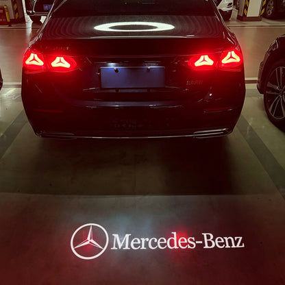 Style 2 letter badge pattern projected by Mercedes-Benz license plate projector light - LumeAuto