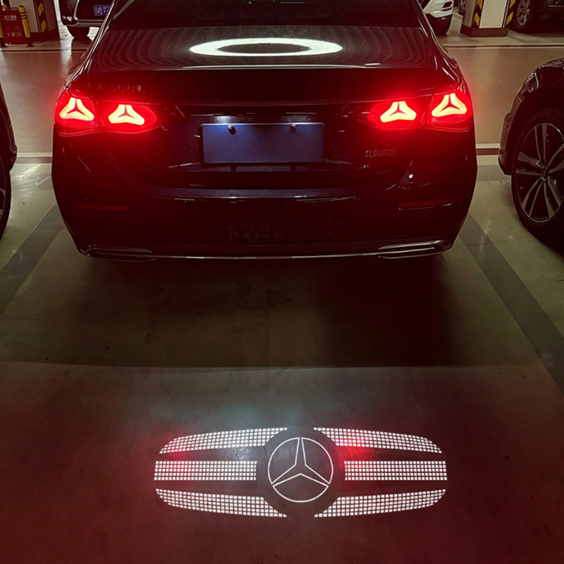 Style 9 star mesh pattern projected by Mercedes-Benz license plate projector light - LumeAuto
